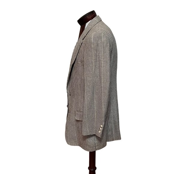 Brooks Brothers Wool Houndstooth Jacket Sports‎ Coat Blazer 41R Brown / Beige - Picture 3 of 10